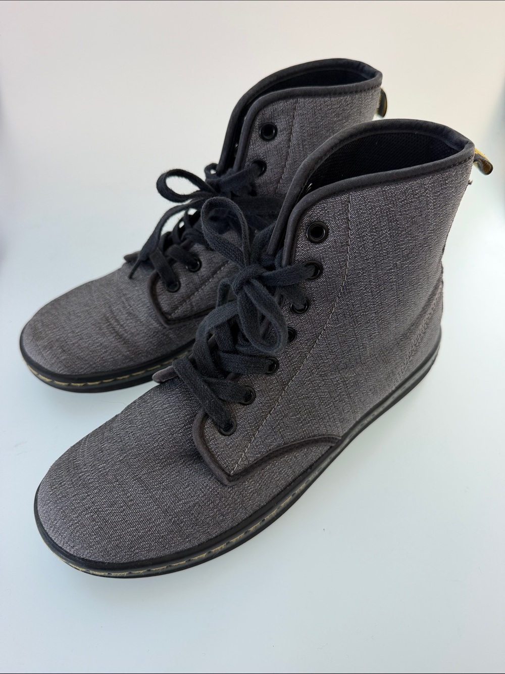 Dr. Martens ladies size 8  Gray Lace-Up canvas  Boots